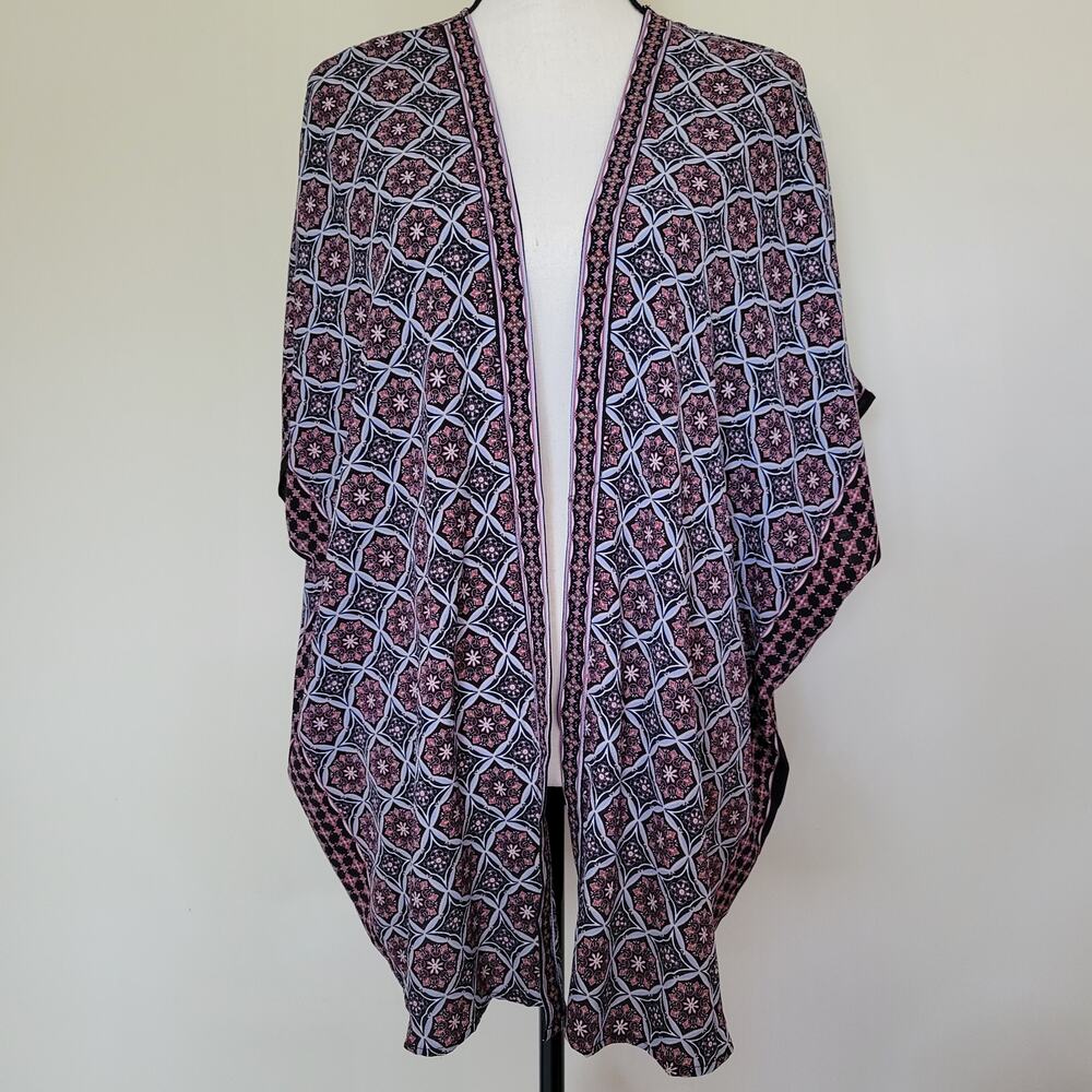 Max Studio S/M Kimono Cardigan Cover Up Medallion Beach Boho Festival